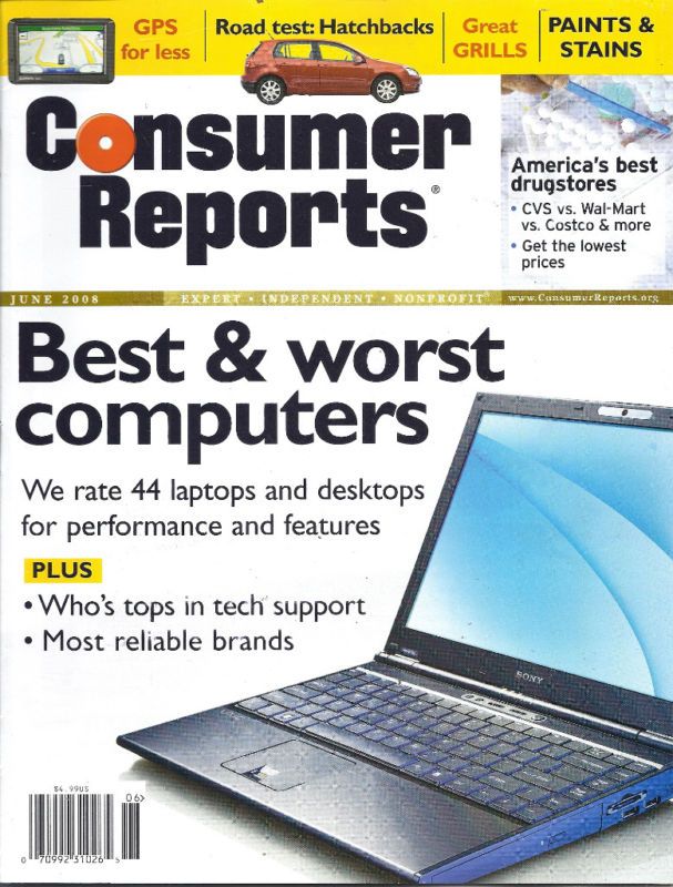 CONSUMER REPORTS MAGAZINE COMPUTERS GPS GRILLS PAINTS  