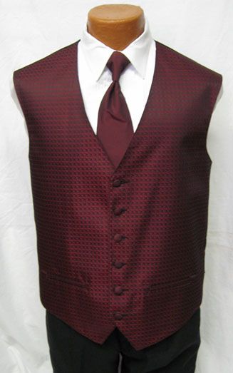 Dark Red Tuxedo Fullback Vest w 2 Ties Choose Your Size  