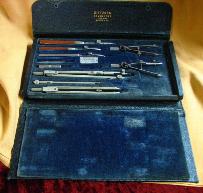 VINTAGE DIETZGEN COMMANDER DRAWING INSTRUMENTS IN CASE  