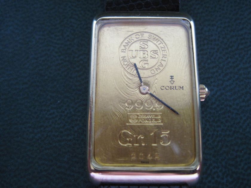 18K Corum Ingot Watch with 15 Gram 24K Dial and Original Case  