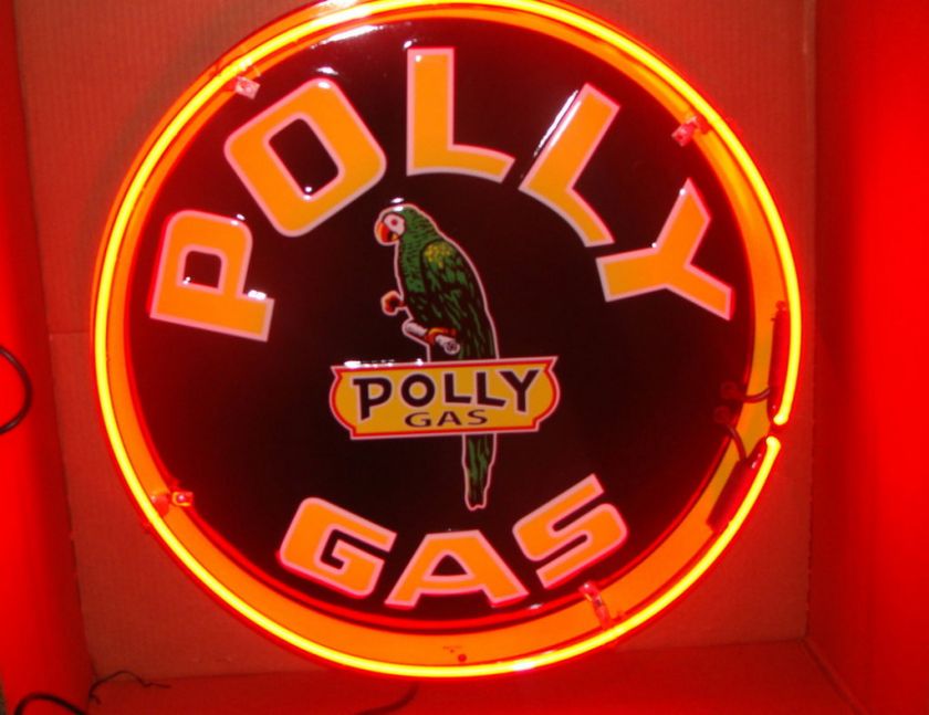 24 Round Polly Neon Sign *Gas & Oil*  