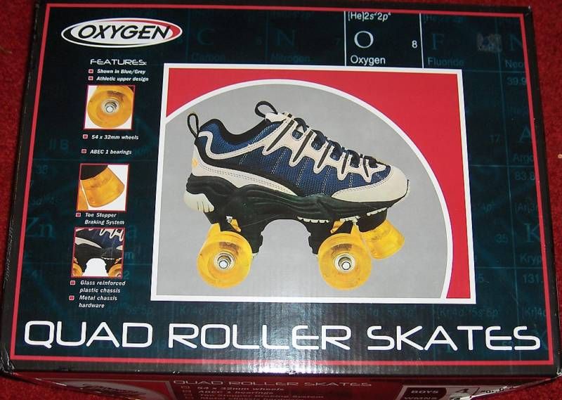 OXYGEN QUAD ROLLER SKATES BOYS 4 WOMENS 6 NEW NIB  