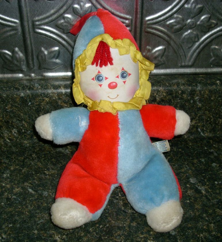 VINTAGE AMTOY CLOWN BABY SOFT TOUCH 1982 RATTLES PLUSH  