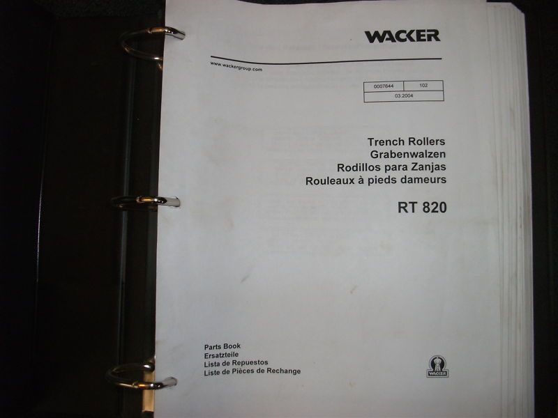 Wacker RT820 trench rollers parts manual  