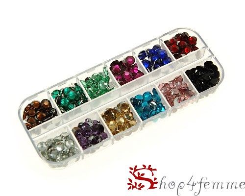 12 Colors Total 480 Round Cut Acrylic Rhinestones 6mm  