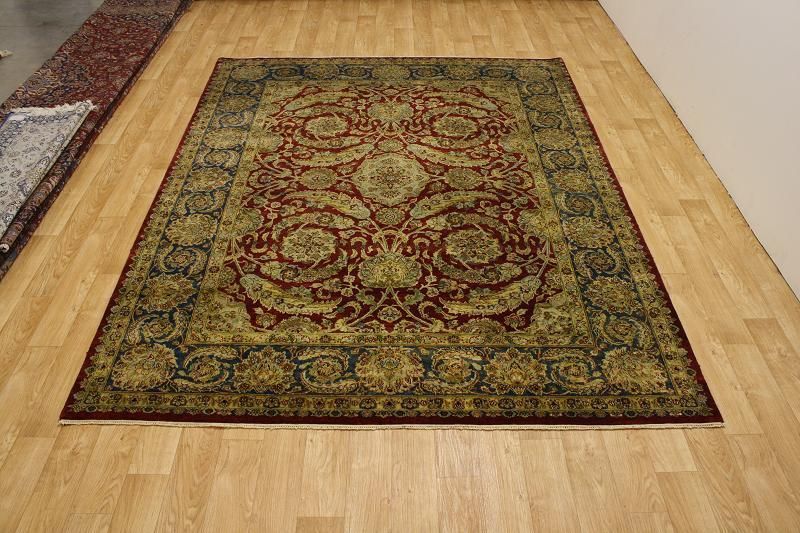 LARGE BURGUNDY WOOL 9X12 AGRA JAIPOUR ORIENTAL RUG AREA  