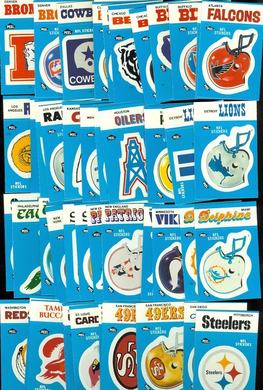 1987 Fleer Football helmet/logo sticker set (49) Rare  