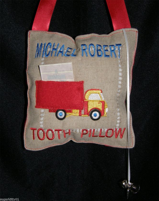 Personalized Truck Design Tooth Fairy Pillow w/Charm  