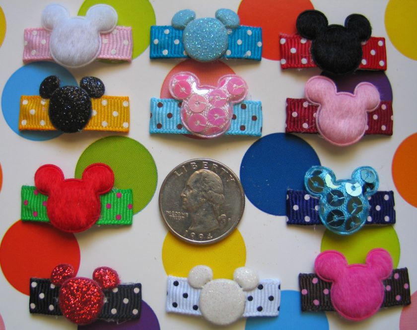 NEW BABY GIRL HAIR BOW SNAP CLIP MICKEY MOUSE U PICK 1  