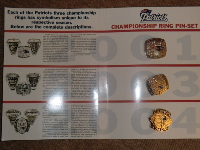 PATRIOTS CHAMPIONSHIP RING PIN SET  