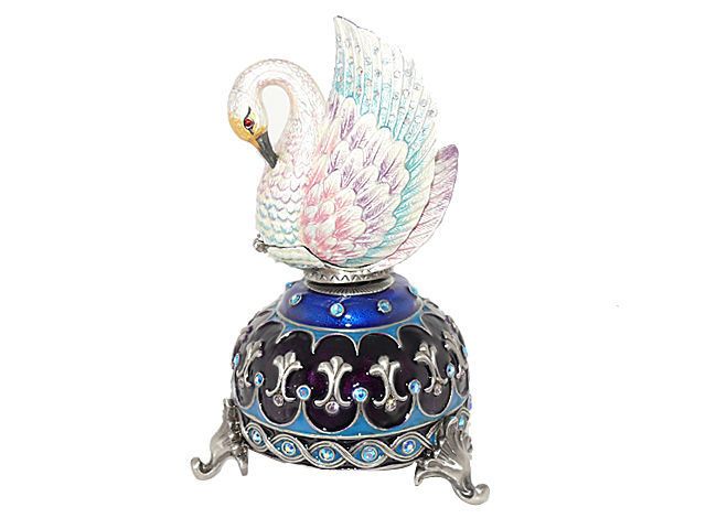 New Swarovski Crystal Swan Music Box with Trinket Box  