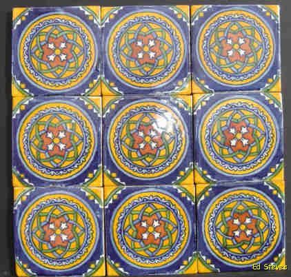 LOT OF 80 MEXICAN TALAVERA TILES 4X4 VITRAL  