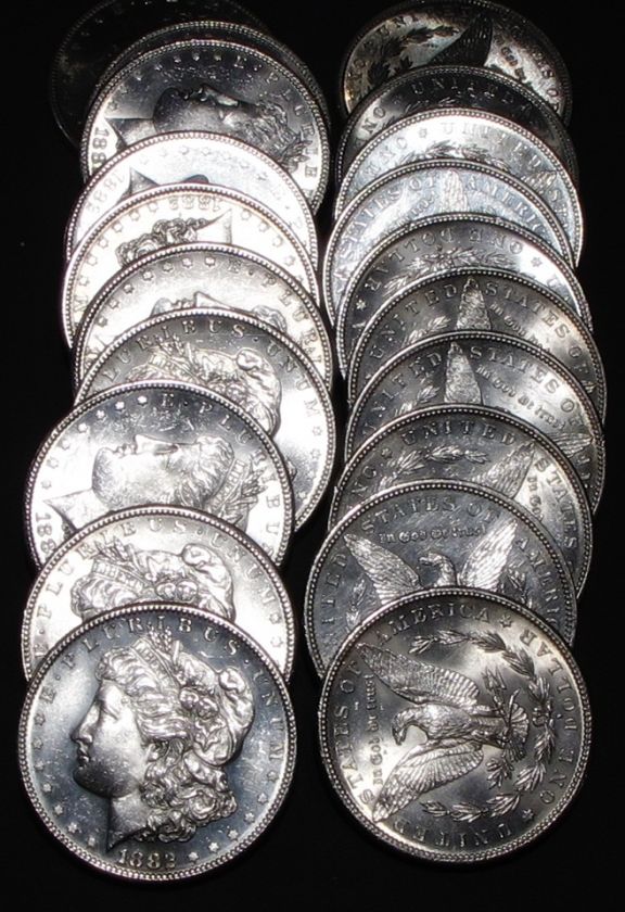 ORIGINAL ROLL 1882 S MORGAN SILVER DOLLARS *CHOICE/GEM BU*  