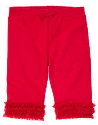 GYMBOREE BURST OF SPRING RED TULLE CAPRI LEGGINGS 3 6 12 18 2T 3T 4T 