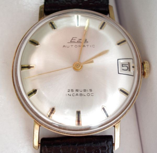 Gents 14k Yellow Gold Eza Auto, 1970s NOS Wristwatch ~ Super Gift 