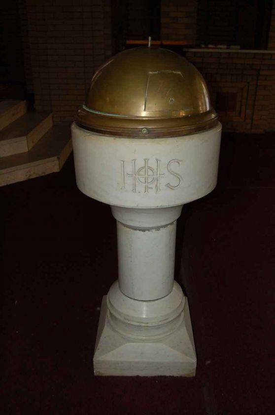 Marble Baptismal Font w/cover + + + chalice +  