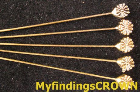 50 pcs Antiqued gold Conrrugate disc head pin FC819  