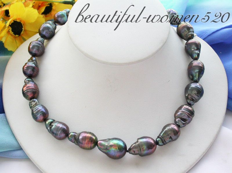 17 21mm black drip baroque KESHI REBORN PEARL NECKLACE  