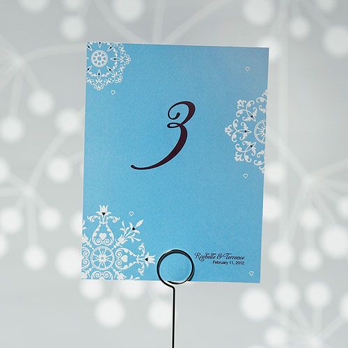 Winter Romance Wedding Reception Table Number Cards  