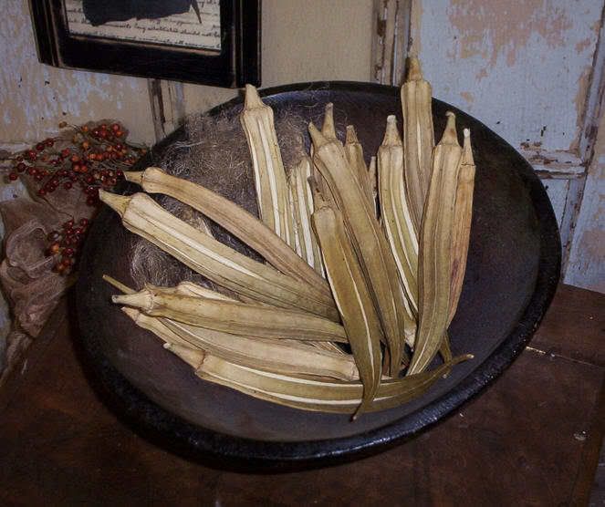 PRIMITIVE~DRIED OKRA~FULL DOZEN~BEAUTIFUL  