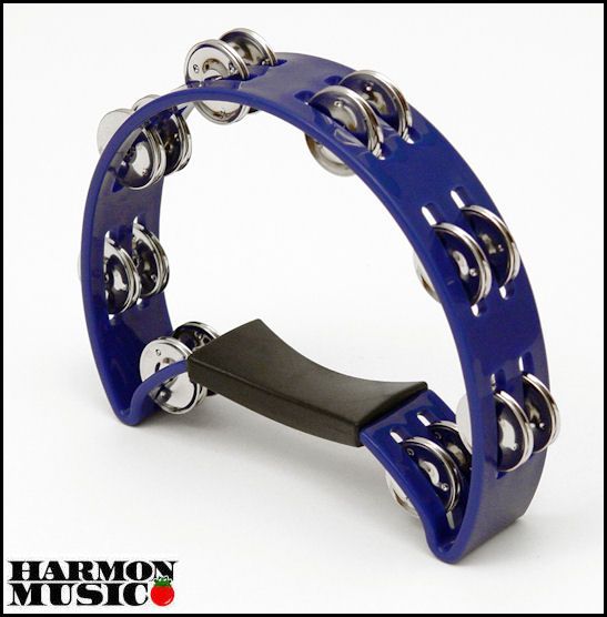 BLUE 1/2 half moon TAMBOURINE Comfortable Ergonomic   