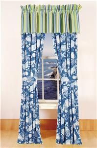 BLUE SHELLS SURFERS BAY blue stripes 80x15 Valance  