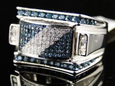   FINISH BLUE/WHITE DIAMOND PINKY FASHION DESIGNER RING 0.75 CT  