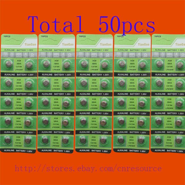 50 X AG9 LR936 394 SR936SW alkaline battery TQP  