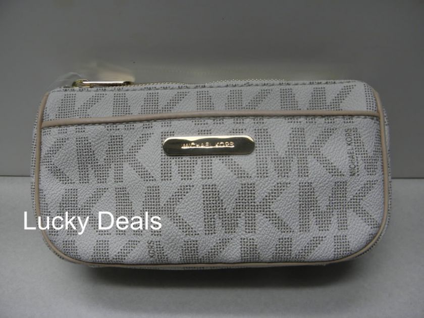 MICHAEL KORS MK SIGNATURE COSMETIC BAG CASE ITEM VANILA  