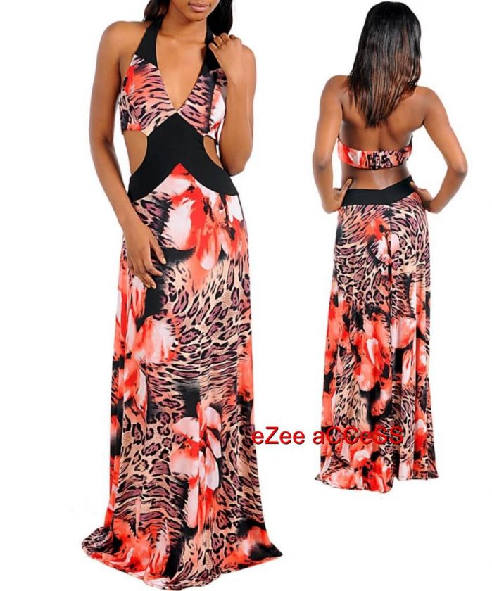   BaCKLeSS PRiNT LoNG FLooR LeNGTH MaXi eVeNiNG PRoM GoWN SuN DReSS