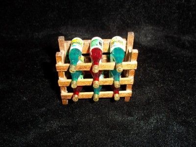 MINIATURE DOLLHOUSE DECORATIVE WOOD WINE RACK BOTTLE  