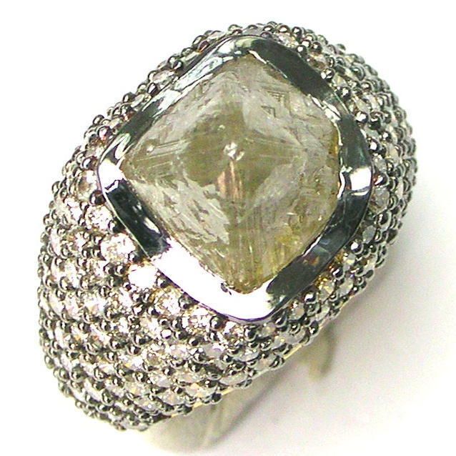 94 CARAT TW Raw ROUGH DIAMONDS JEWELRY 14K Gold Ring  