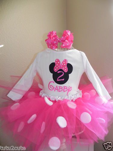 Mouse Birthday Outfit Pink with tutu, top, hair bow  