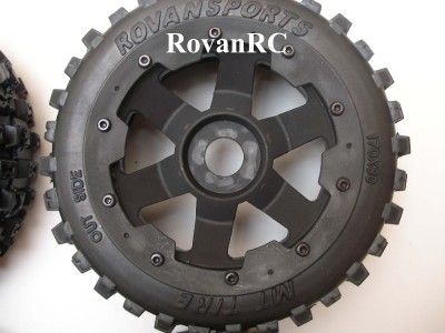 Rovan Off road Tires, on HD wheels mounted fits HPI Baja 5B Buggy full 