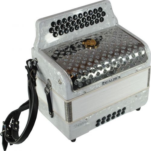 Excalibur Veracruz 3 Row Button Accordion   White Pearl