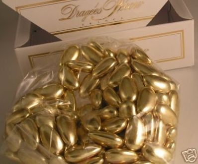 Gold Dipped Jordan Almonds French Dragées   1 Kilo Box  