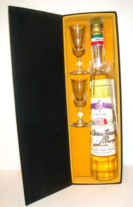 Amaretto De Galliano Liqueur Gift Pack OLD LABEL in Velvet Box   RARE 