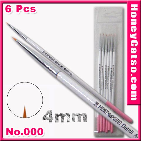 BR02 S 6 Pcs 4mm Nail Detail Art Brush Set No.000  