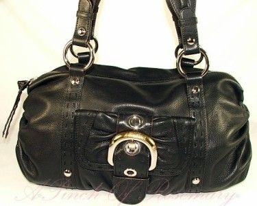 Makowsky Ibiza Leather Satchel Handbag Purse Black  