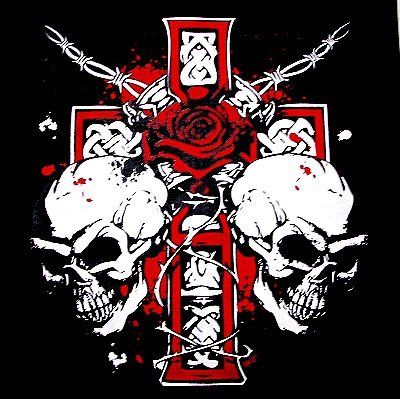 SKULLS CROSS ROSE BARBED WIRE TRIBAL SKULL T SHIRT XT8  