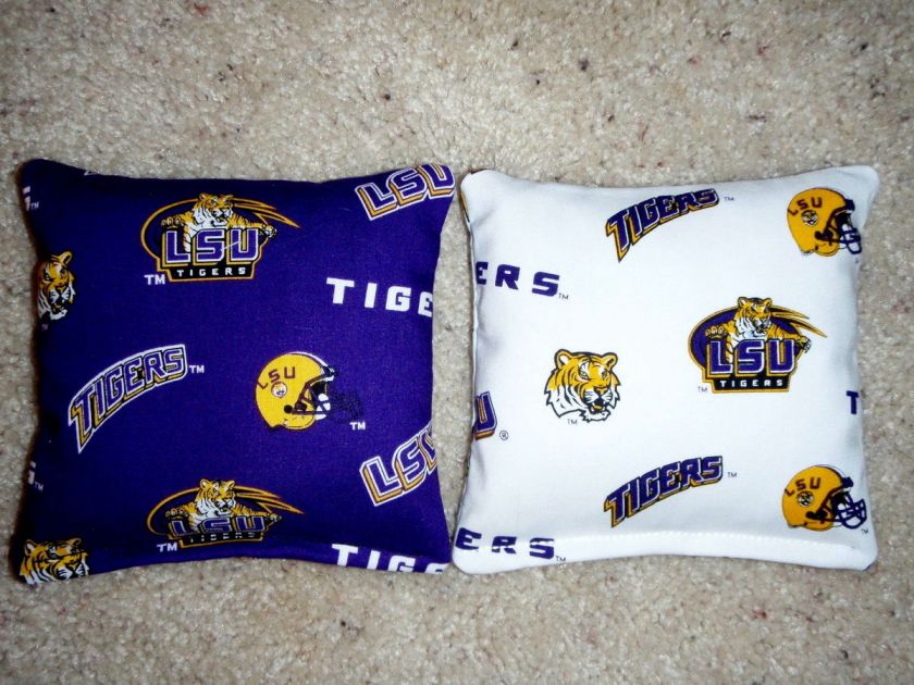 CORNHOLE BAGS BEAN TOSS BAGO LSU TIGERS NCAA 8 Bags  