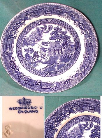 WEDGWOOD WILLOW, Blue 8 7/8 Lunch Plate, DINNERWARE  