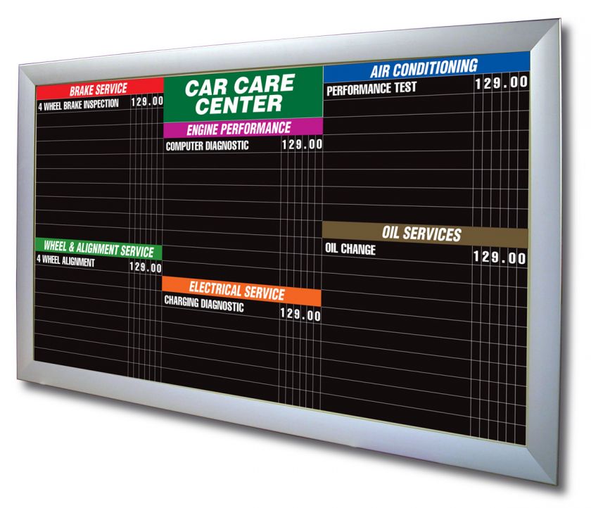 Restaurant Menu Board w/Graphic panels or strips 3x5  