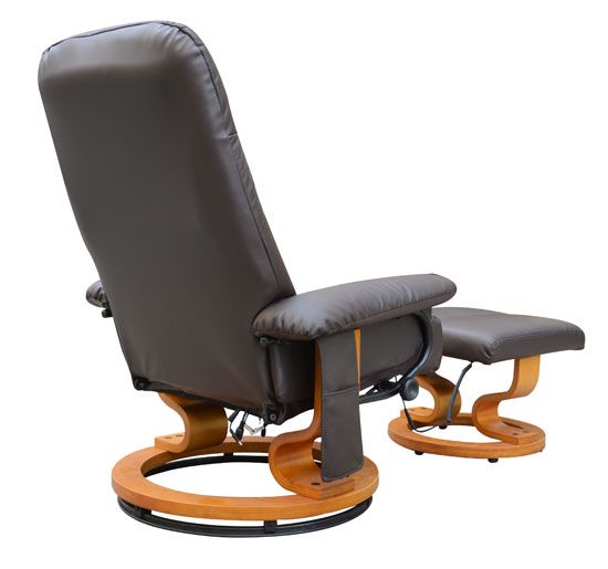 AOSOM Brown Leather PU TV Office Recliner Vibrating Massage Chair With 