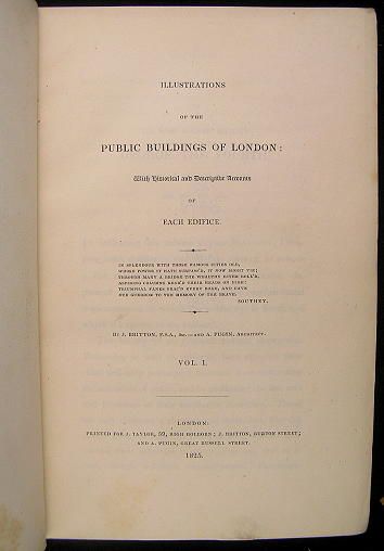 Public Buildings London 1825 Britton & Pugin two vols  