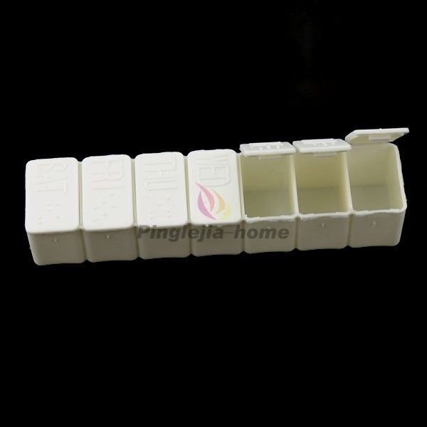 White Weekly Plastic Drug Pill Medicine Tablet Holder Storage Case Box 