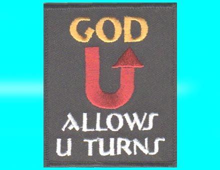 GOD ALLOWS U TURNS christian motorcycle biker PATCH  