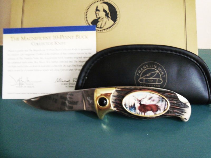 NIB FRANKLIN MINT TEN POINT BUCK COLLECTOR KNIFE  