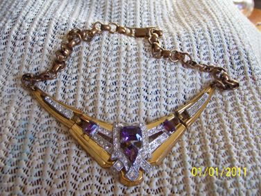 MCCLELLAND BARCLAY RARE ART DECO PURPLE GOLD necklace  