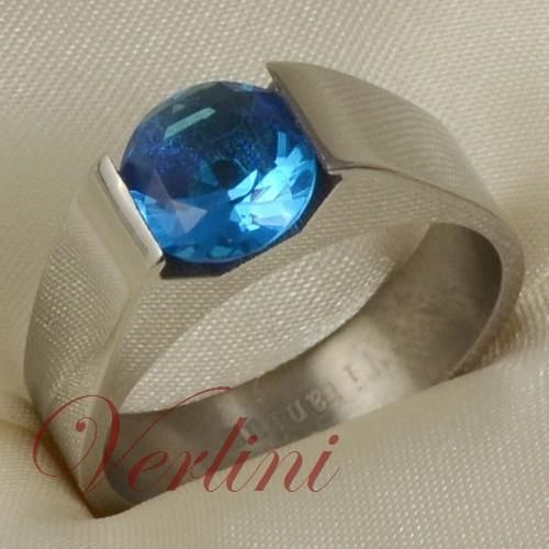   Brilliant Cut Sapphire Simulated Titanium Wedding Engagement Ring